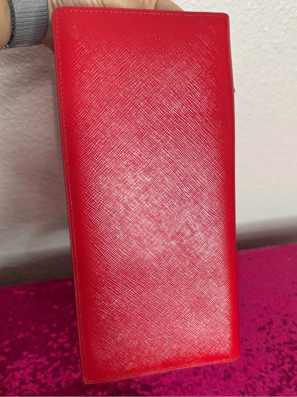 NORDSTROM ✈️ NEW - Cherrry Red, Beige Passport Wallet - 4 x9” Double Billfold
